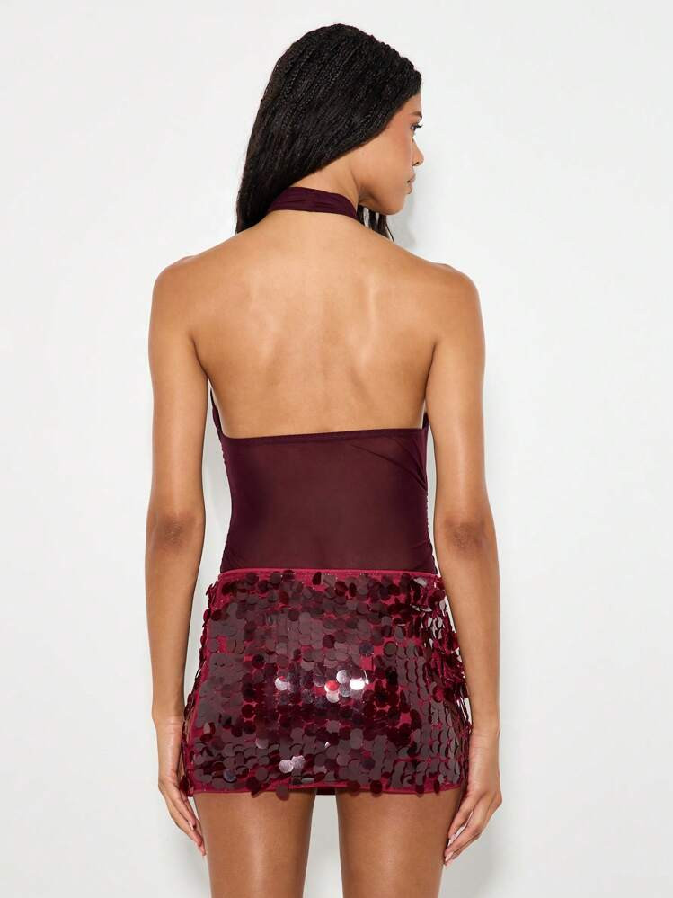 KIZN Glamorous Mini Sequin Evening Party Skirt High Rise Cocktail Celebration Festival Holiday Ni... | SHEIN