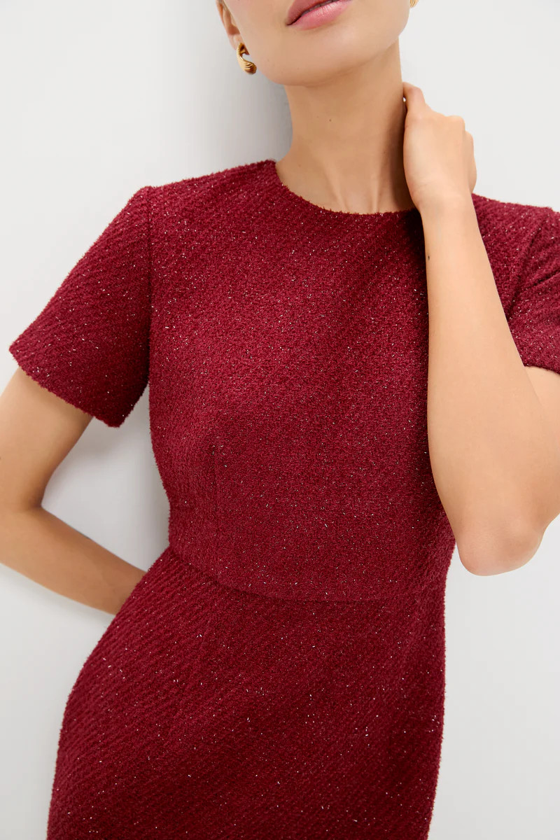 Burgundy Shimmer Boucle Pinot Midi Dress | Tuckernuck (US)