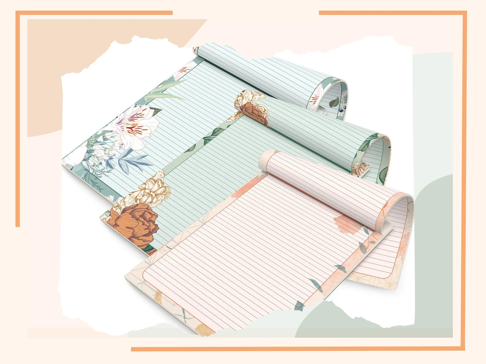 Double Sided Writing Notepads | 3 Pack |  50 Pages Per Pack | Floral Design | 3 sizes  Legal, Ste... | Etsy (US)