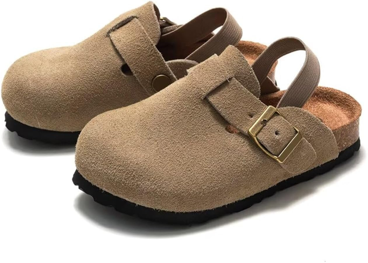 Kids Suede Clogs Toddler Boys Girls Leather Mules Cork Footbed Sandals Arch Support Potato Shoes ... | Amazon (US)