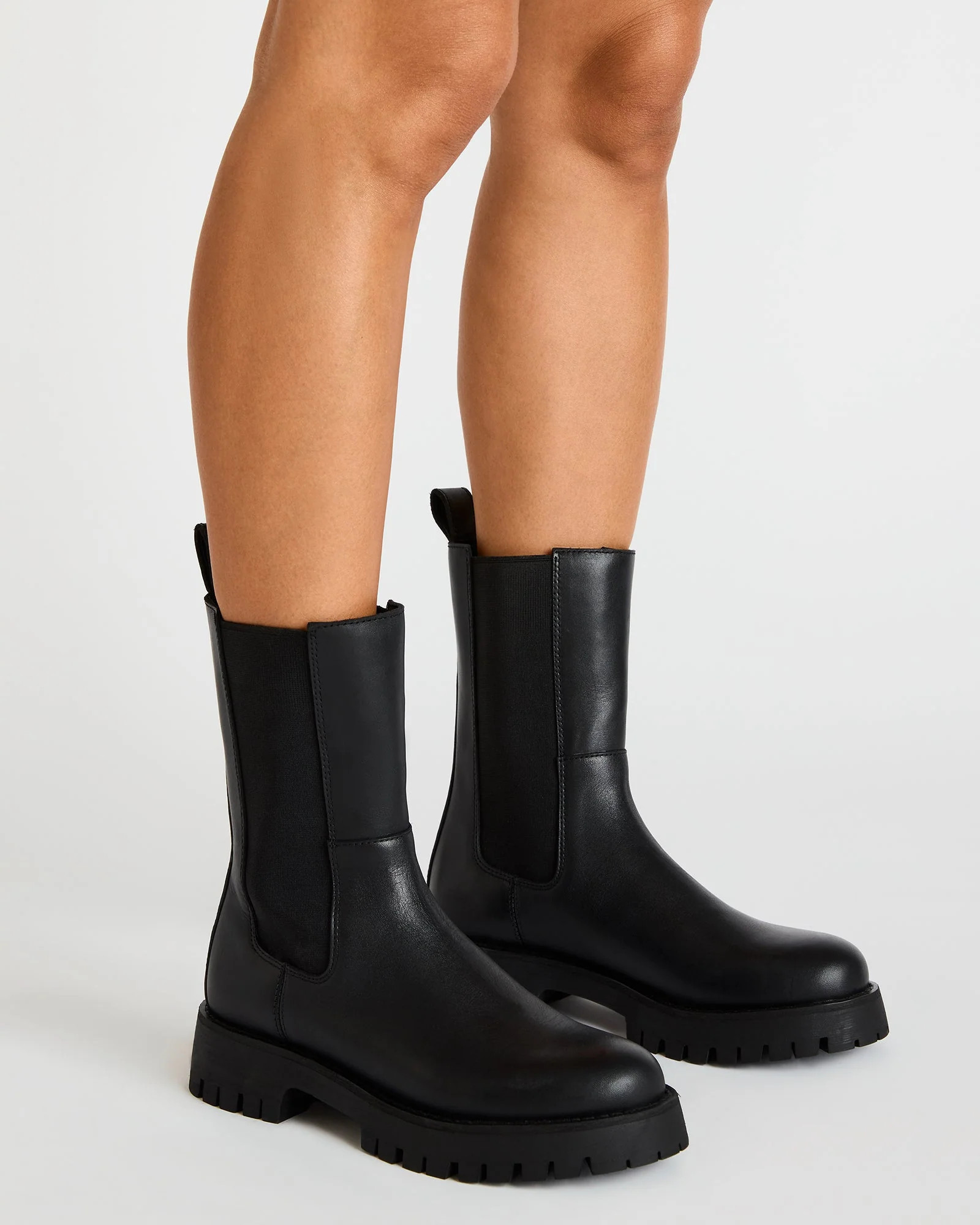 LOWA Black Leather Lug Chelsea Platform Women's Ankle Boot | Steve Madden (US)