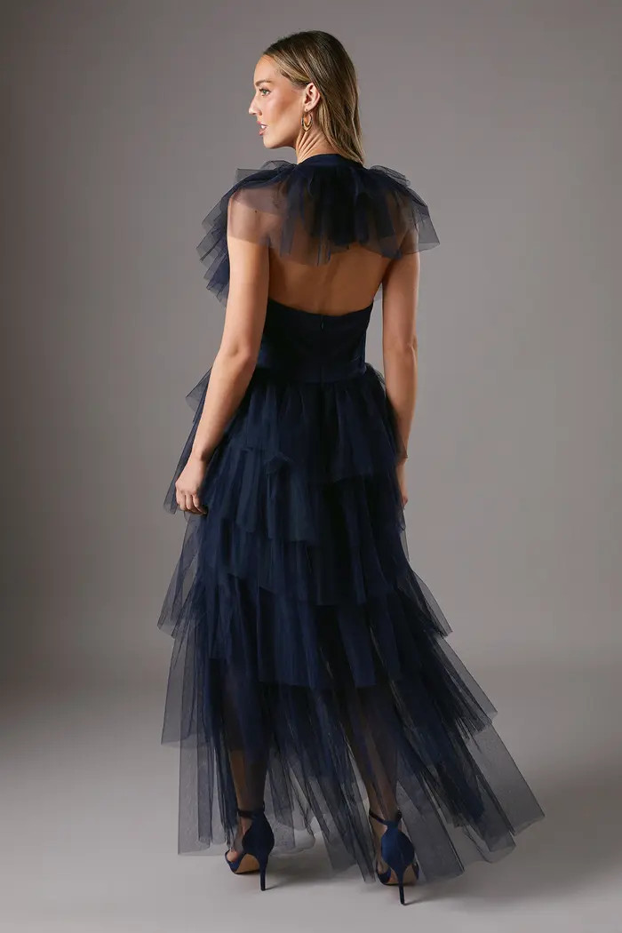 Coast Mesh V-Neck Halter Tiered Maxi Dress | Nordstrom | Nordstrom