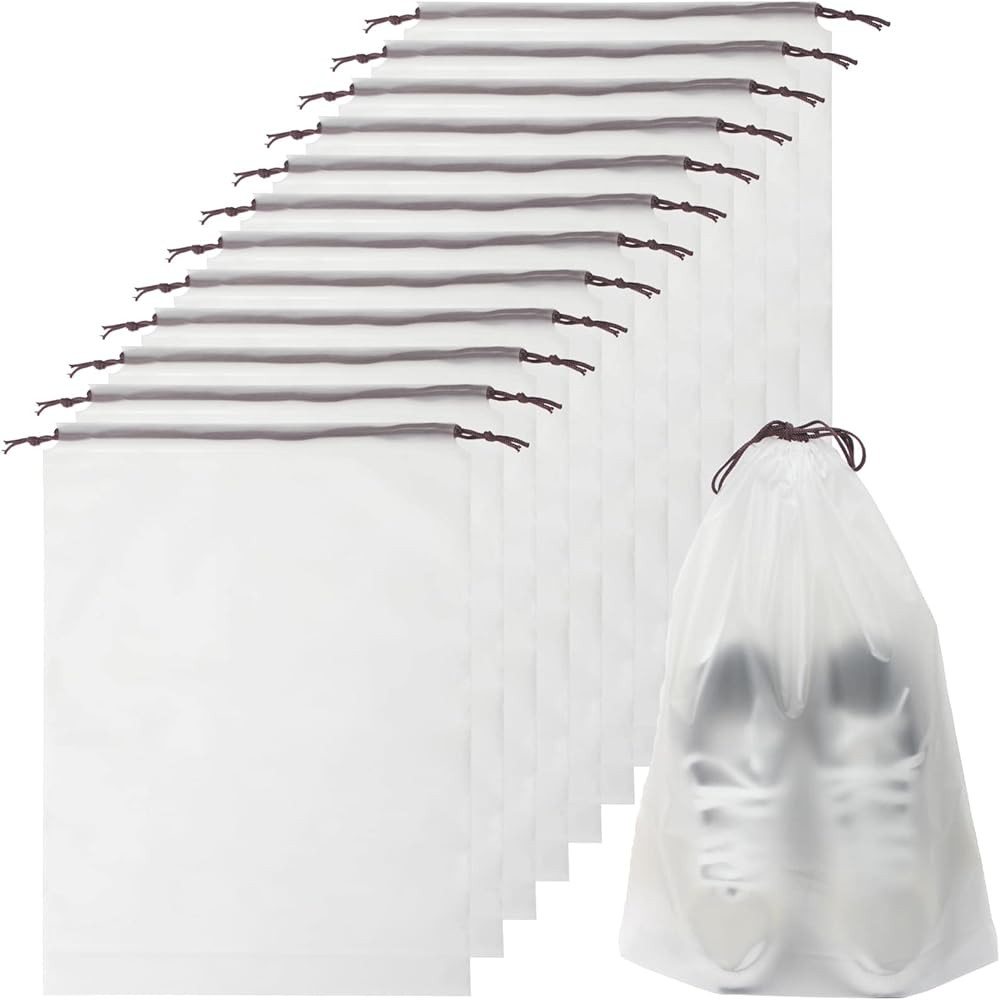 JSIWOTH 12Pcs Shoe Bags For Travel, 11.8in X 15.7in Large Clear Shoes Storage Organizer with Draw... | Amazon (US)