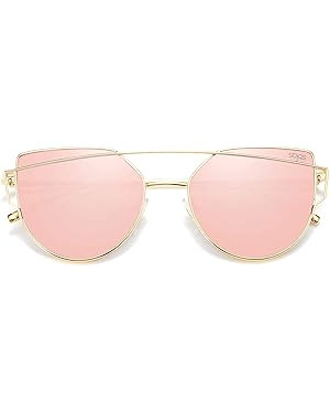 SOJOS Cat Eye Sunglasses for Women Fashion Designer Style Mirrored Lenses | Amazon (US)
