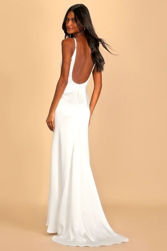 Forever Type of Love White Satin Sleeveless Mermaid Maxi Dress | Lulus (US)