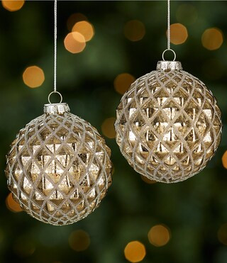 Southern Living Blue Christmas Collection Diamond Textured Mercury Glass Ornament, Set of 2 | Dil... | Dillard's