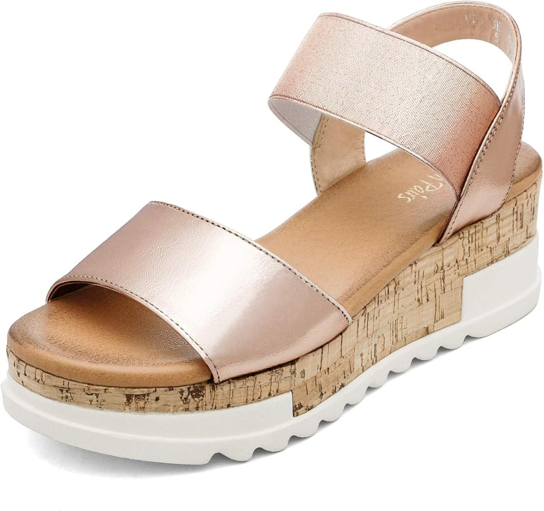 DREAM PAIRS Women's Open Toe Ankle Strap Casual Flatform Platform Sandals | Amazon (US)