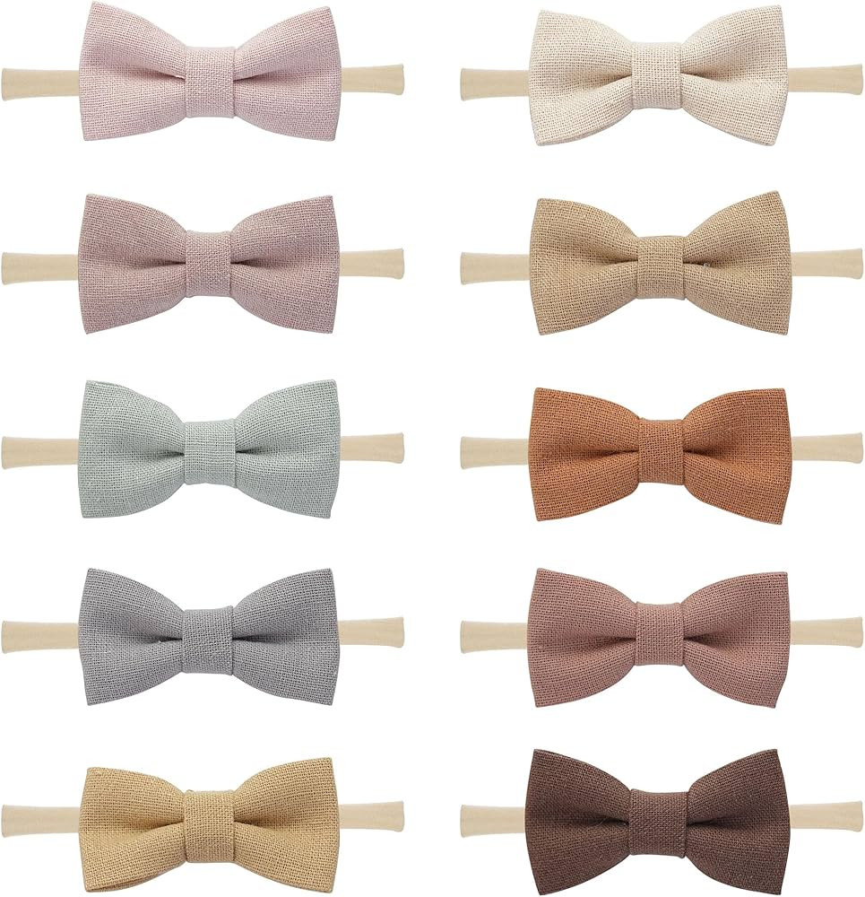 Fancy Clouds Baby Girl Bows and Headbands,10 Pack of Stretchy Soft Nylon Hairbands Hair Bows for ... | Amazon (US)