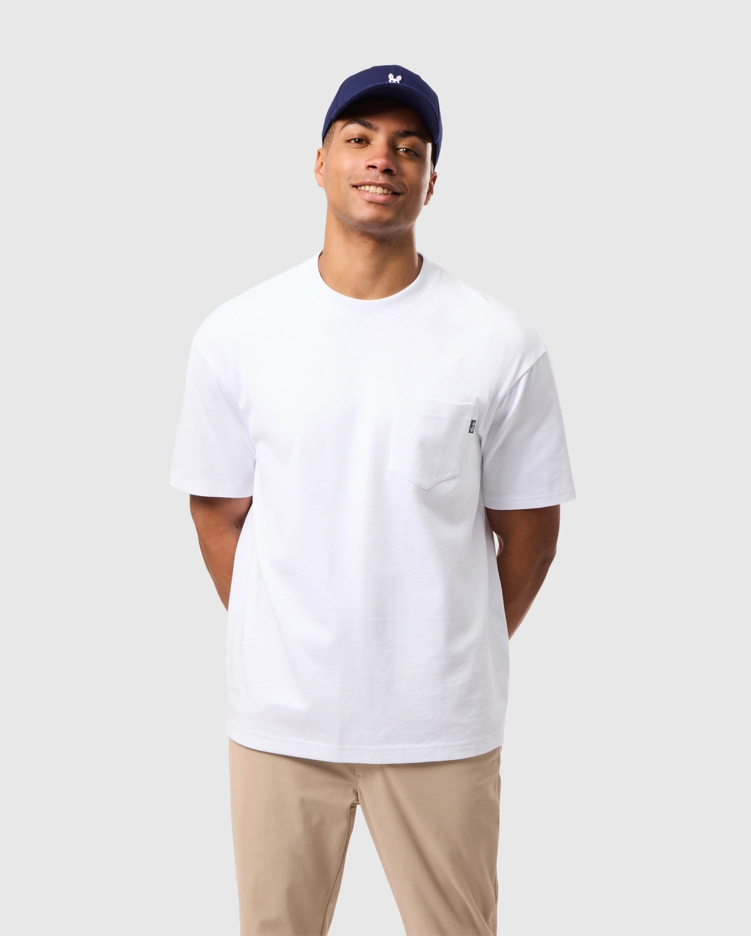 MENS WHITE CLYDE RELAXED FIT POCKET TEE | PSYCHO BUNNY | Psycho Bunny