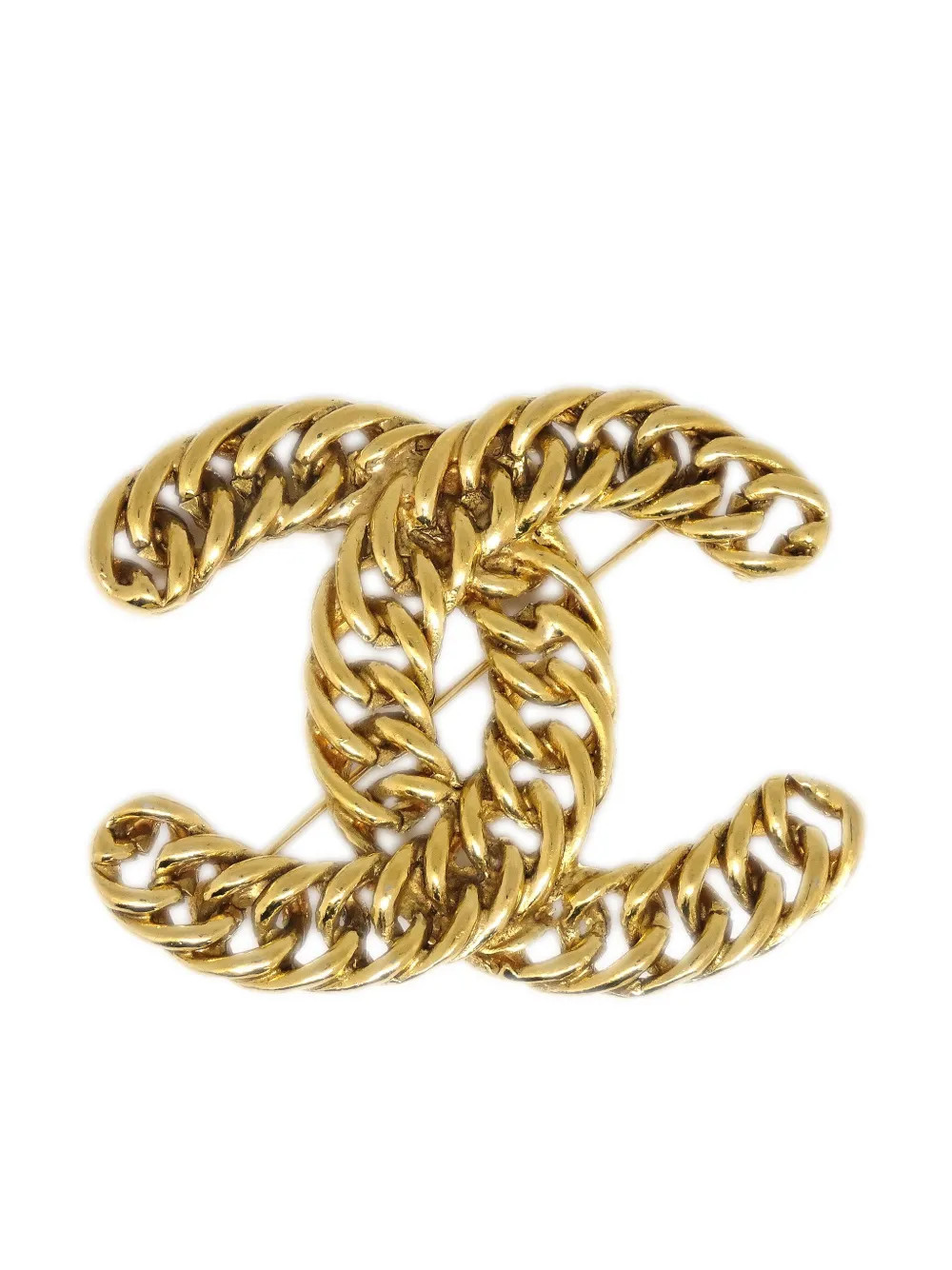 CHANEL Pre-Owned 1990-2000s CC chain brooch - Gold | Farfetch Global