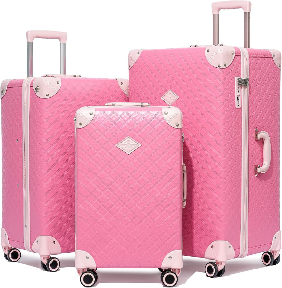 3-Piece High-Capacity Lightweight Vintage PU Leather Luggage Set (20/24/28 Carry-on & Checked), W... | Amazon (US)