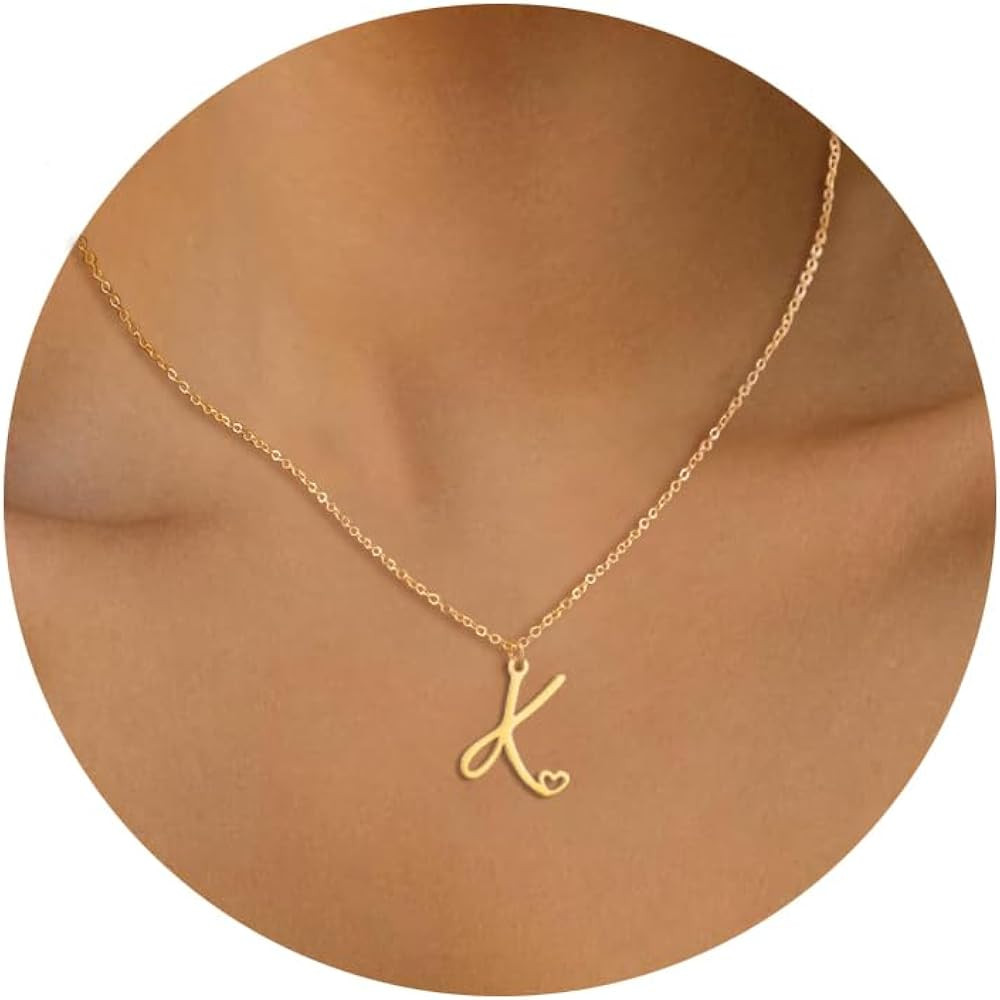 Initial Necklace for Women,14K Gold Dainty A-Z Letter Pendant with Heart Choker Necklace Jewelery... | Amazon (CA)