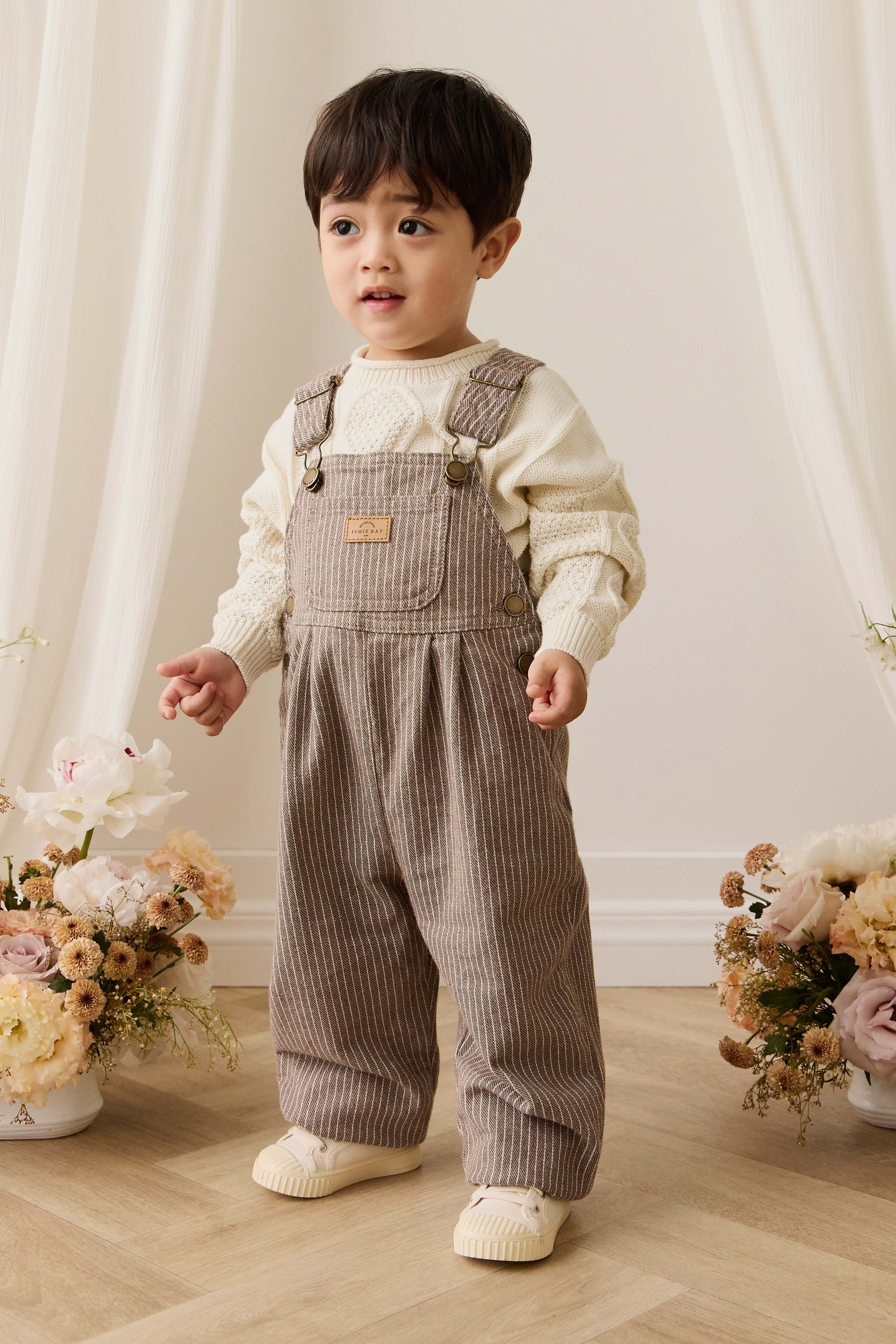 Blair Overall - Mini Pinstripe Cassava / Iroko | Jamie Kay
