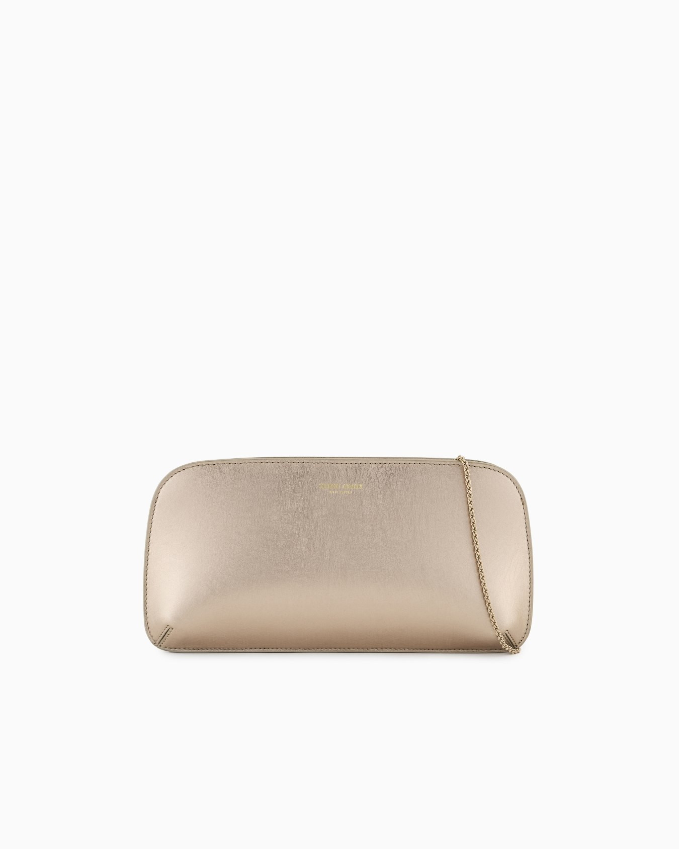 Lamé leather la Prima horizontal clutch bag | Armani US