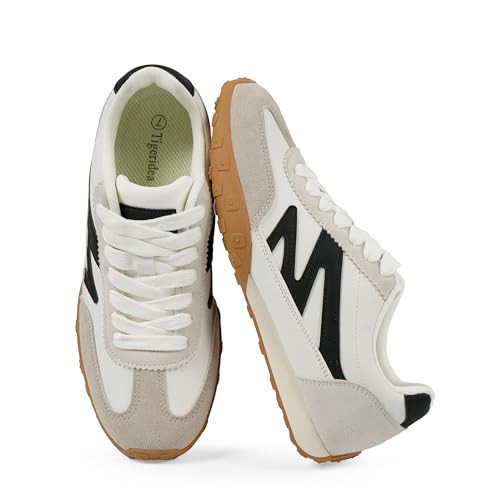 Tigeridea Women's Fashion Sneakers White Lace up Tennis Shoes Women Casual Walking Shoes Slip on White Sneakers Size 11 | Amazon (US)