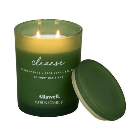 Allswell Cleanse (Fresh Orange + Sage Leaf + Sea Salt) Scented 2-Wick Spa Jar Candle 15.2oz. | Walmart (US)