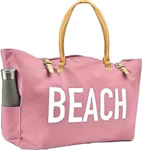 KEHO Fashion Beach Bag, Large, Waterproof Lining, Shoulder Straps, Multiple Pockets For Storage | Amazon (US)