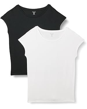 Amazon Essentials Women's Jersey Standard-Fit Short-Sleeve Boat-Neck T-Shirt, Pack of 2 | Amazon (US)