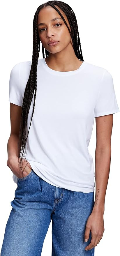 GAP Womens Luxe Short Sleeve Crew Neck Tee T-shirt | Amazon (US)