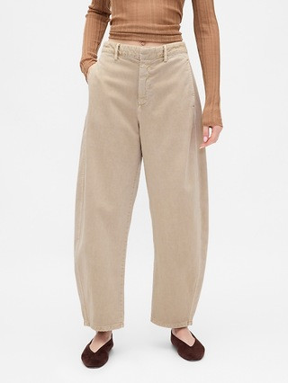 Mid Rise Twill Barrel Pants | Gap (US)
