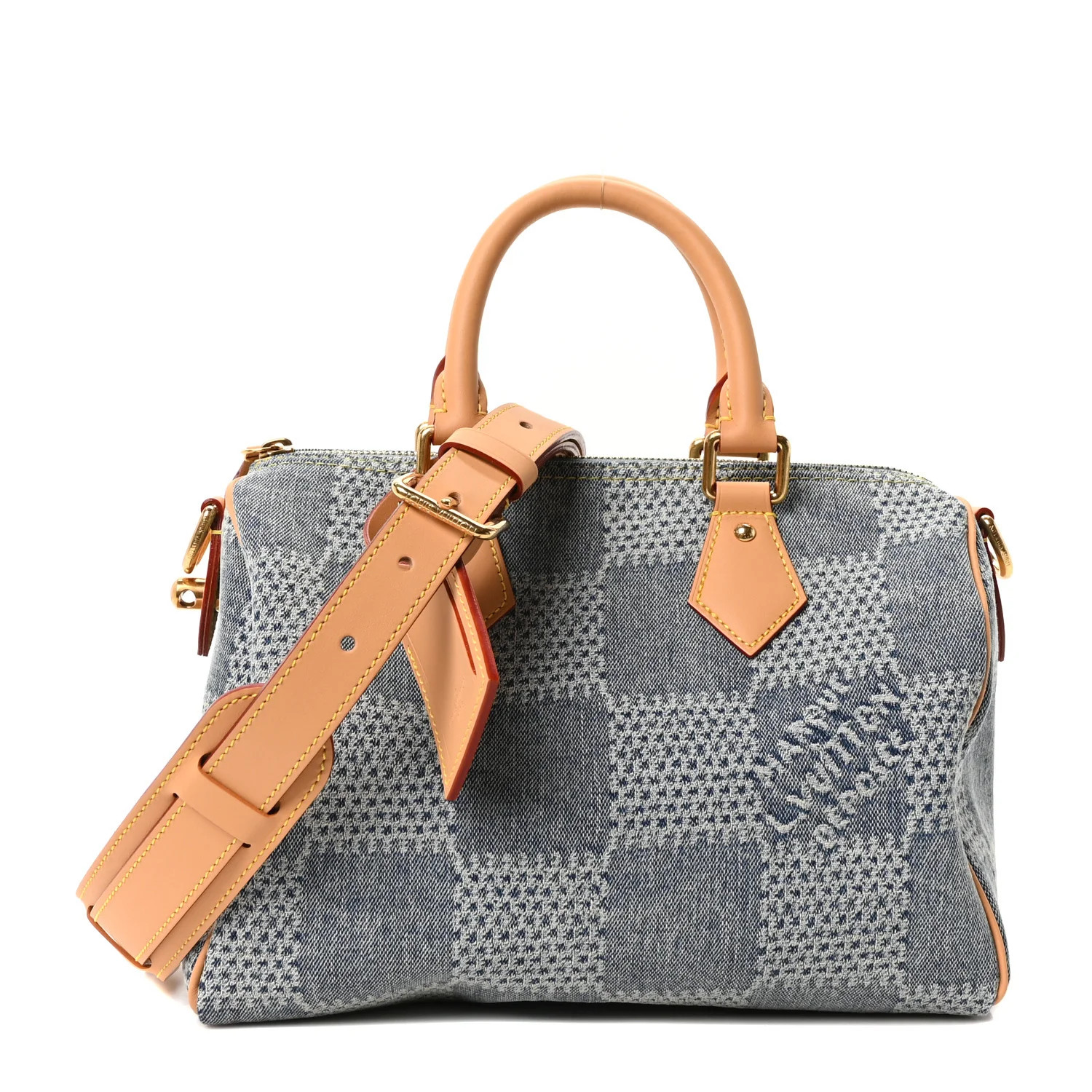 Damier Denim 3D Speedy Bandouliere 25 Bleu | FASHIONPHILE (US)
