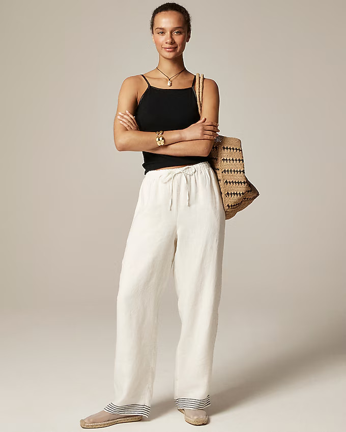 New Soleil pant in striped linen | J. Crew US