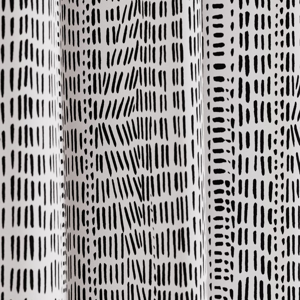 Cotton Canvas Bomu Curtains (Set of 2) - Black | West Elm (US)
