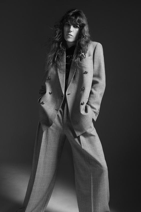 ZW COLLECTION PLAID PLEATED WIDE LEG PANTS | Zara US