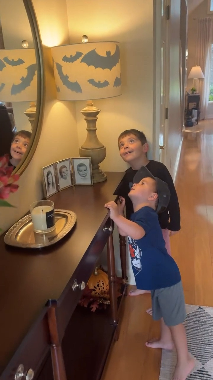 This is your sign to put paper bats in your lampshade and impress your boys for less than $2 #momhacks #halloweendecor 

PSA make sure you have energy efficient light bulbs and not the ones that will catch paper on fire 😘

#LTKSeasonal #LTKHome