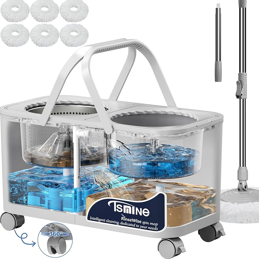 Compact Spin Mop for Apartments & Small Spaces, Clean & Dirty Water Separation Mop Bucket for Pet... | Amazon (US)