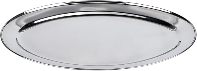 12" Stainless Steel Serving Platter | Oval Silver Food Tray | 3 mm Thick, Unbreakable | Anti Rust... | Amazon (US)