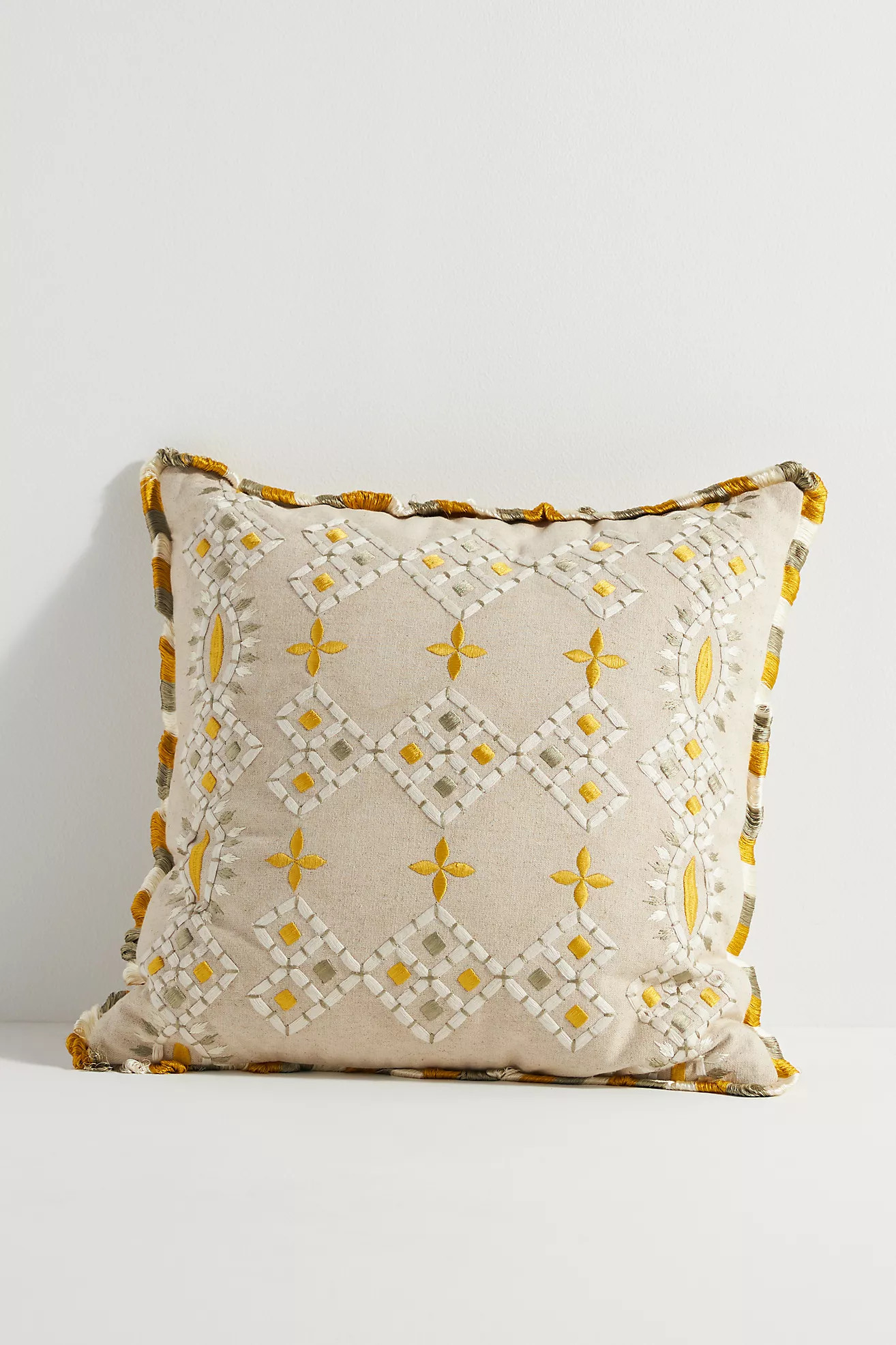 Georgia Cotton Embroidered Pillow | Anthropologie (US)