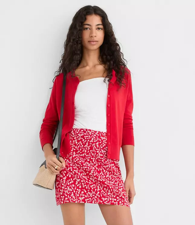 Floral Linen Cotton Modern Mini Skort | LOFT