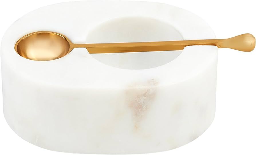 Mud Pie White Marble Salt, cellar 1 1/2" x 4" | spoon 5" | Amazon (US)