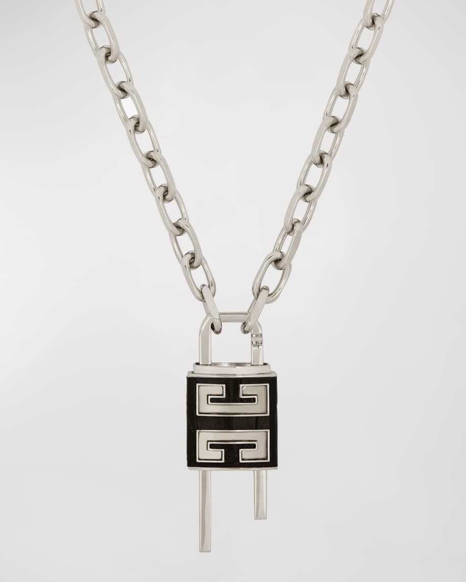 Givenchy Men's Leather 4G-Lock Pendant Necklace | Neiman Marcus