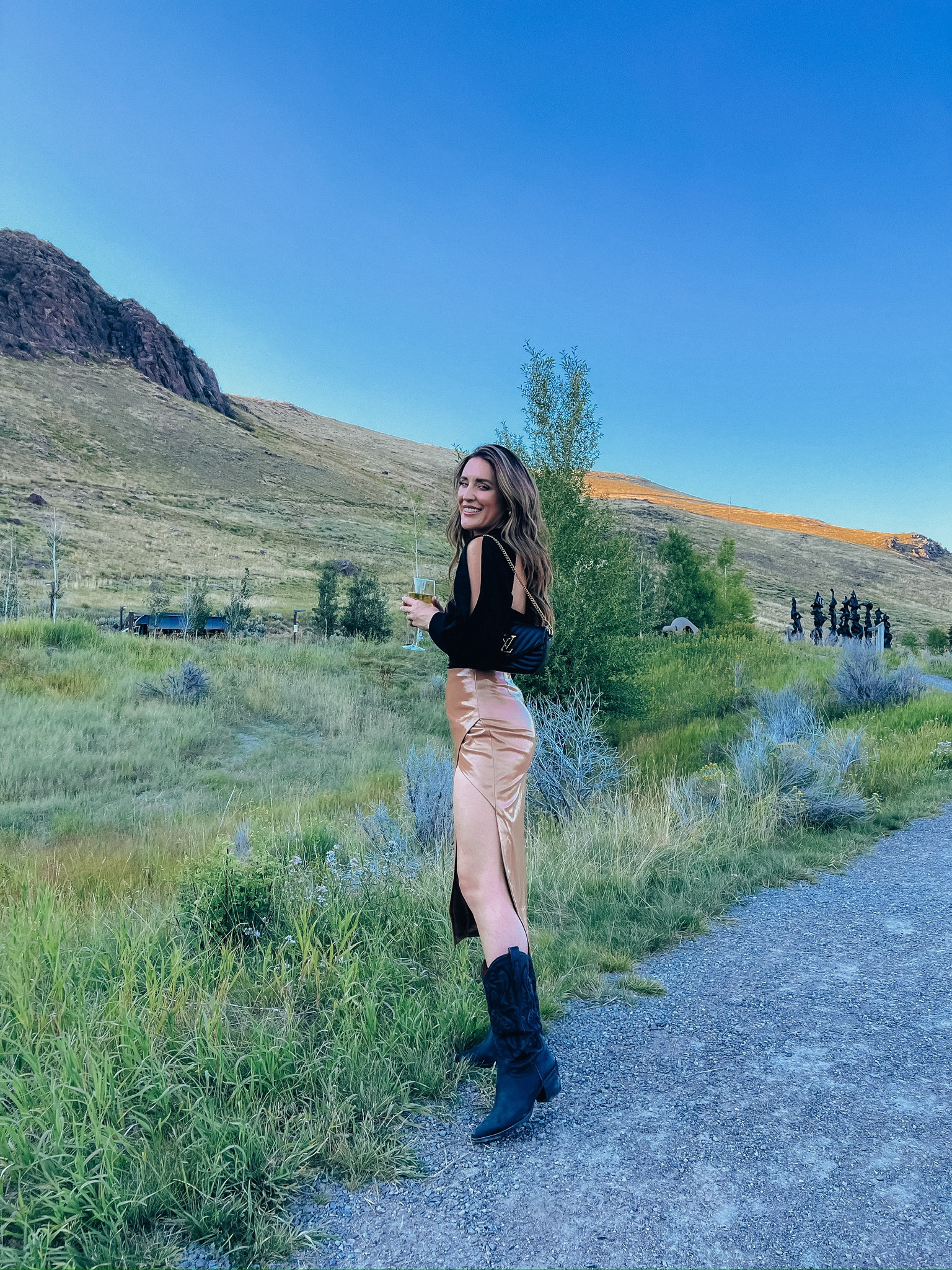 Faux leather midi skirt western outfit idea! Perfect for date night 

#LTKStyleTip