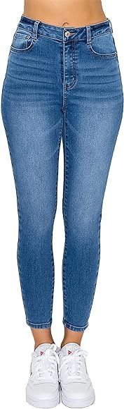 Wax Jean Women's High Waisted Ankle Skinny 'Comfy Knit Denim' Jeans | Amazon (US)