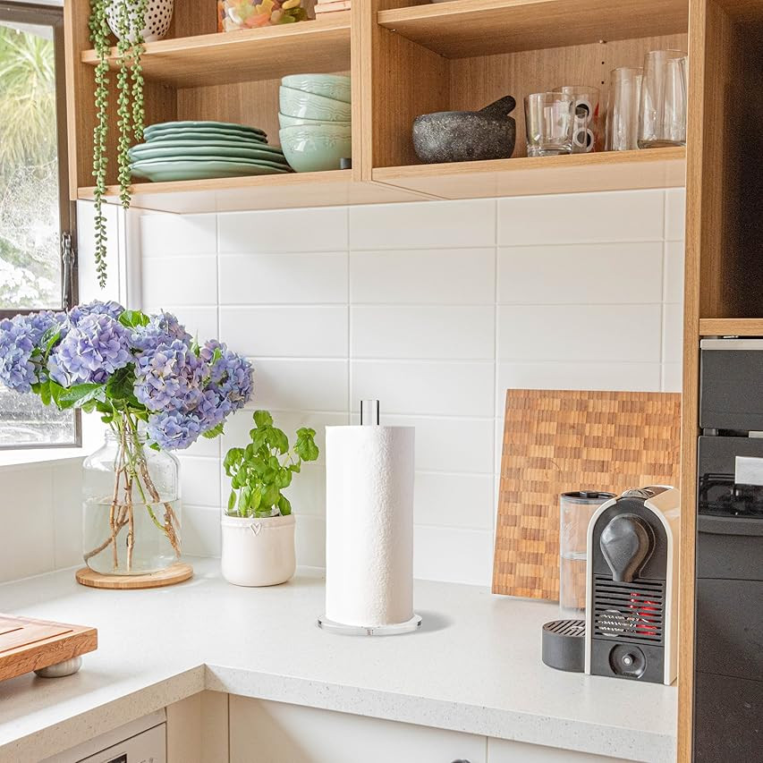 Worhe Clear Acrylic Paper Towel Holders 5.5" Diameter Sturdy Base, for Kitchen Bathroom Vanity Count | Amazon (US)