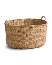 Hyacinth Oval Boat Shaped Storage Basket With Handles | TJ Maxx