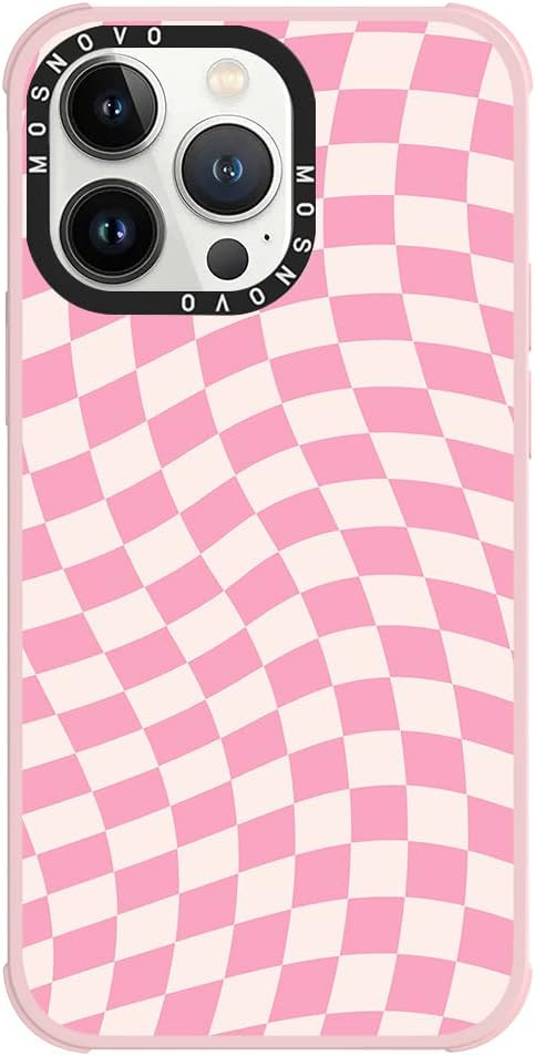 MOSNOVO Compatible with Magsafe Designed for iPhone 13 Pro Case, Pink Twist Check [ Buffertech™... | Amazon (US)