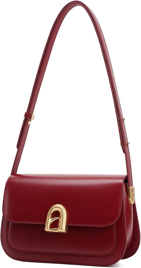 LA FESTIN Small Leather Shoulder Purse for Women Trendy Structured Purse     Split Leather, Adjus... | Amazon (US)