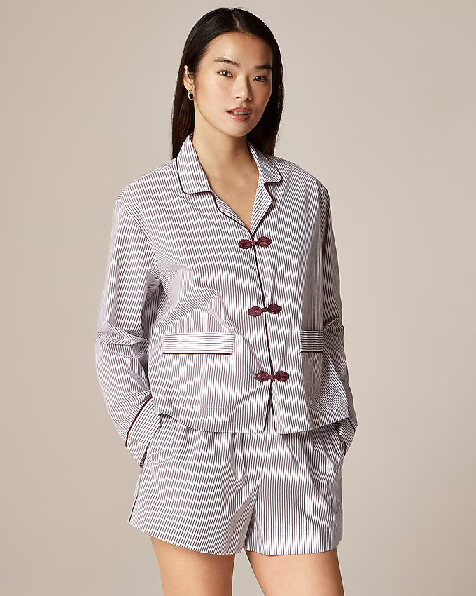 Cotton poplin pajama short set in stripe | J. Crew US