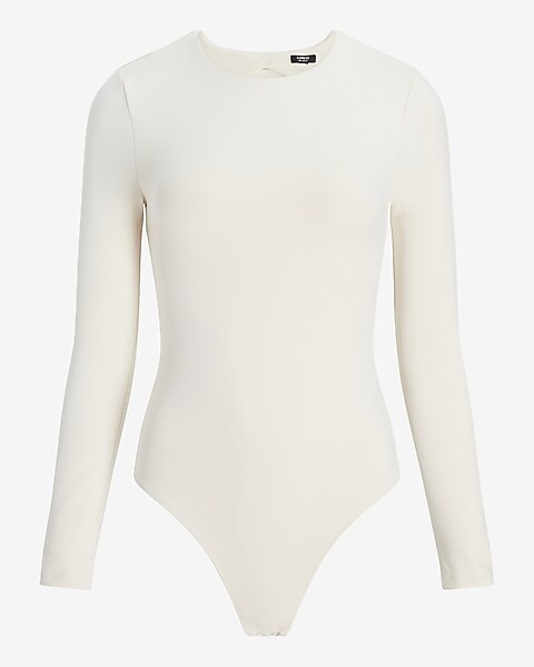 Body Contour Long Sleeve Back Cutout Thong Bodysuit | Express