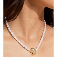 White Faux Pearl Swirly Shell Charm Necklace New Look | New Look (UK)