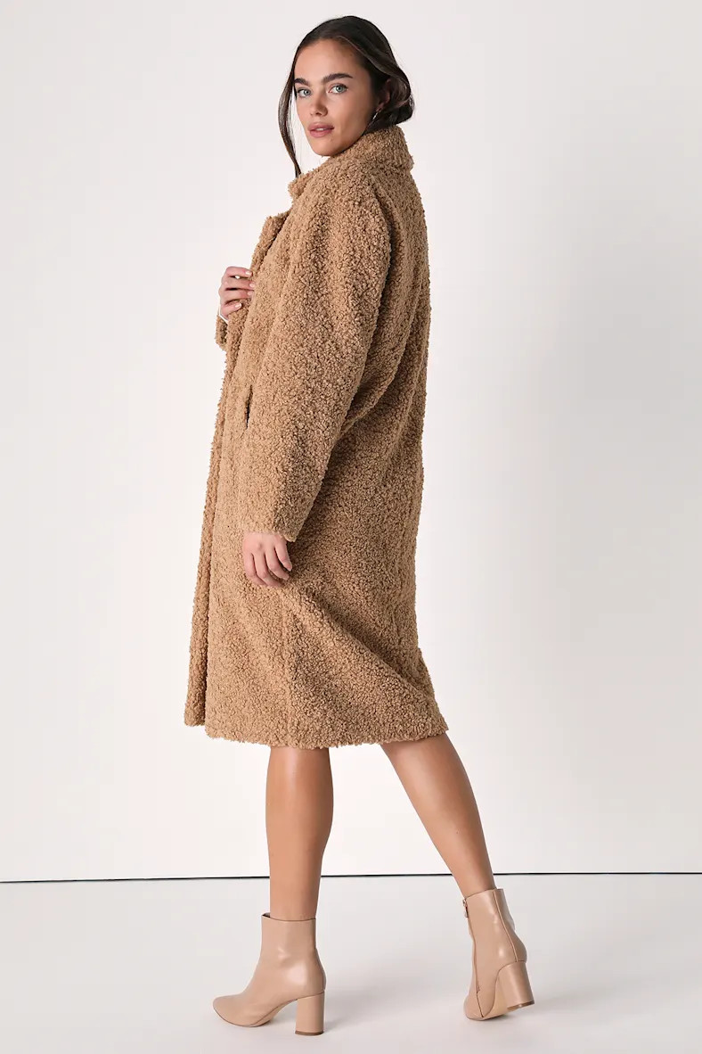 Toasty Trend Tan Double-Breasted Teddy Coat | Lulus (US)