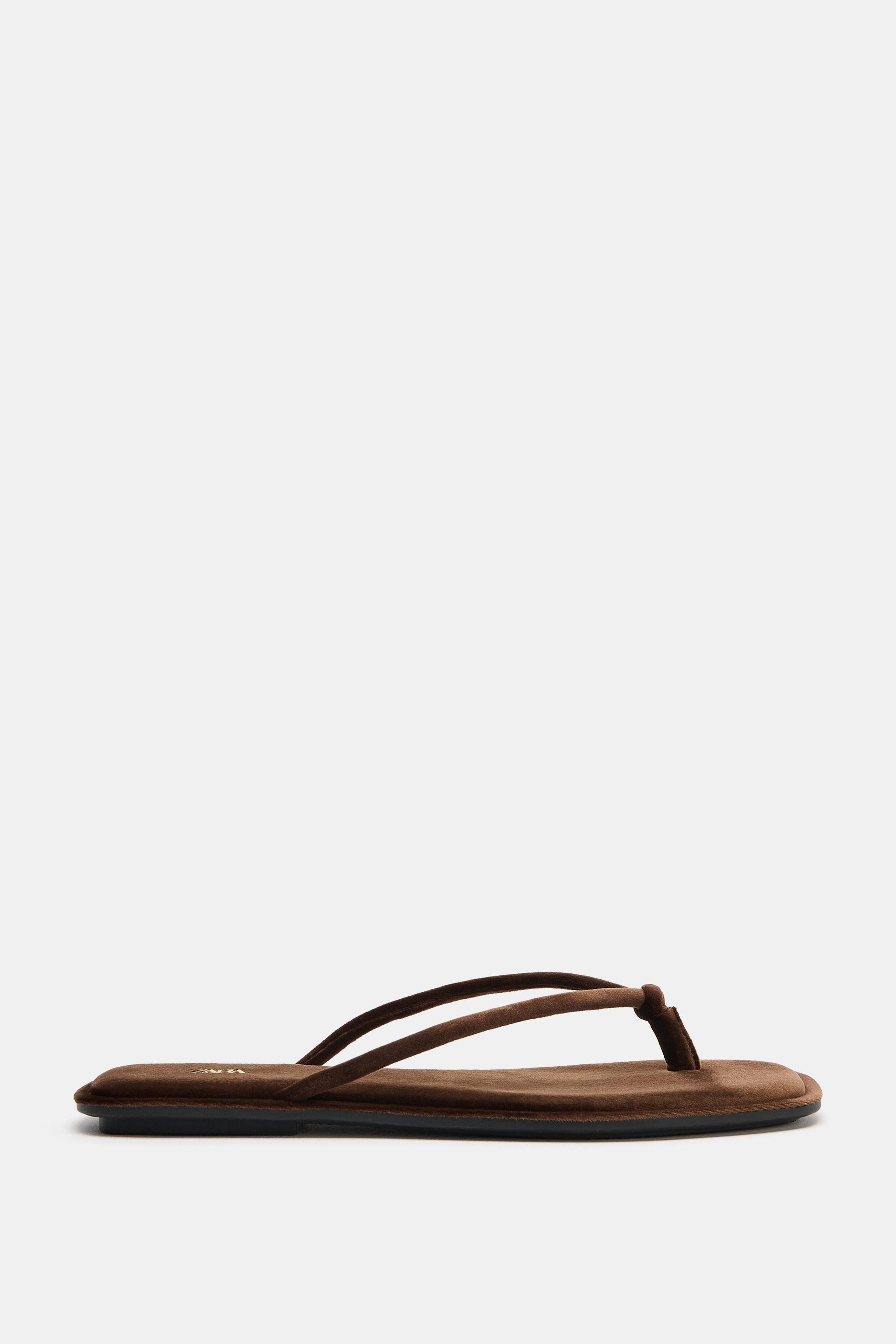 VELVET EFFECT FLAT SANDALS | Zara US