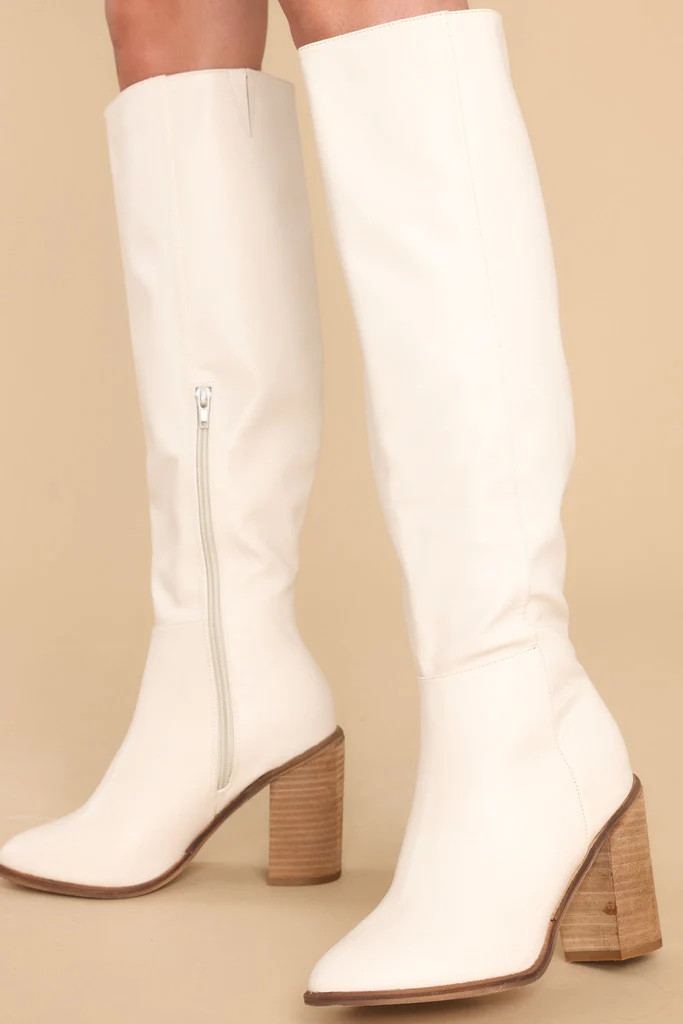 Standing Tall White Boots | Red Dress 