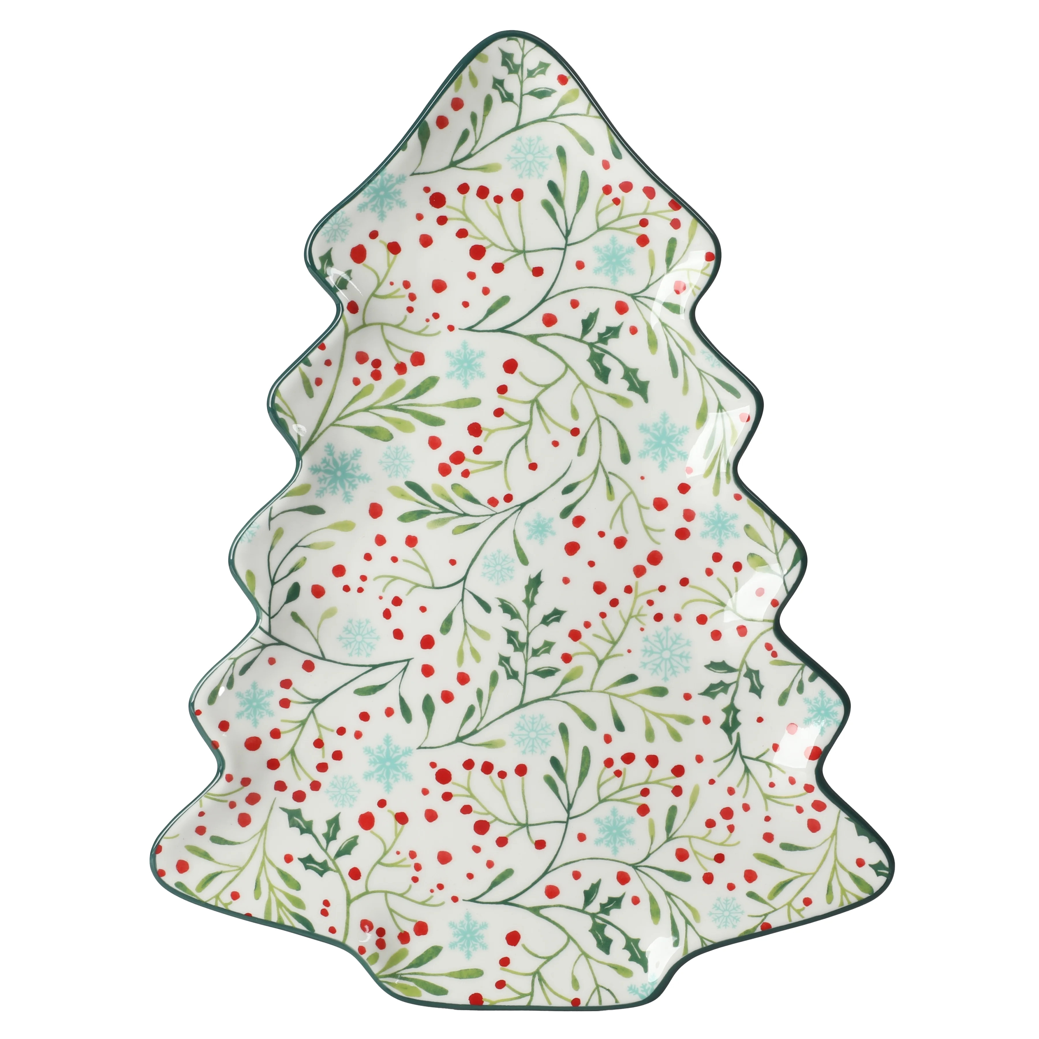 The Pioneer Woman Holly Toss Tree 16-inch Green Stoneware Platter | Walmart (US)