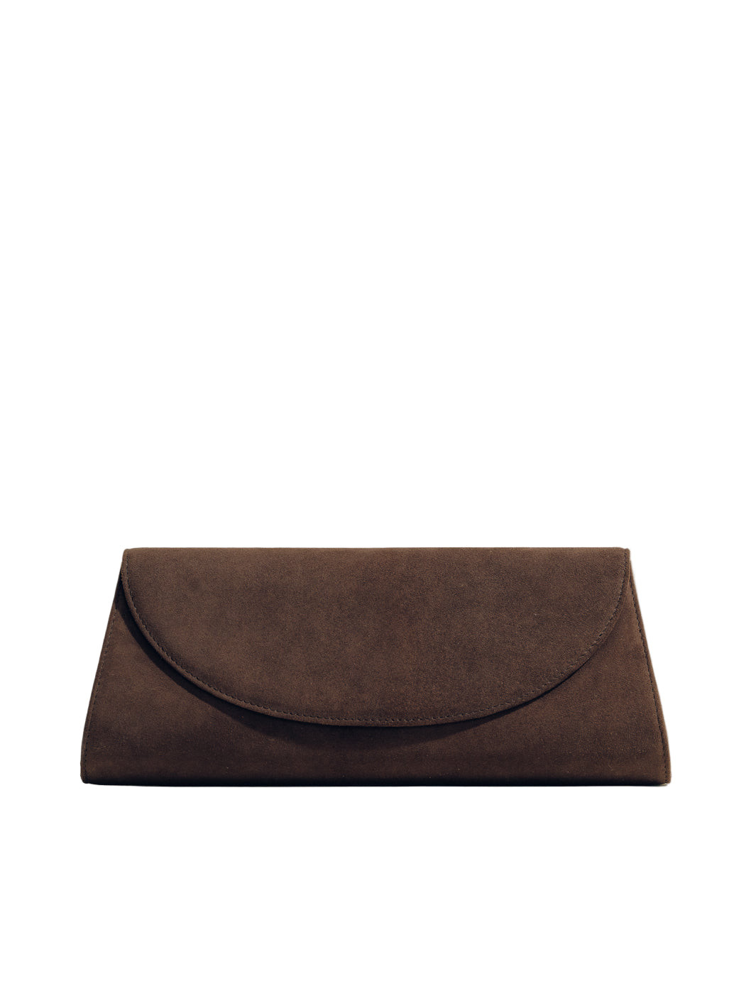The Opera Clutch in Dark Brown Suede | Over The Moon