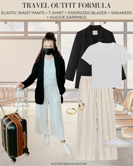As I gear up for some summer travel, I’m getting travel outfit inspiration from past looks. Here’s an idea to recreate! T-shirt, elastic waist linen pants, sneakers, huggie earrings, oversized blazer 

#LTKFindsUnder100 #LTKTravel